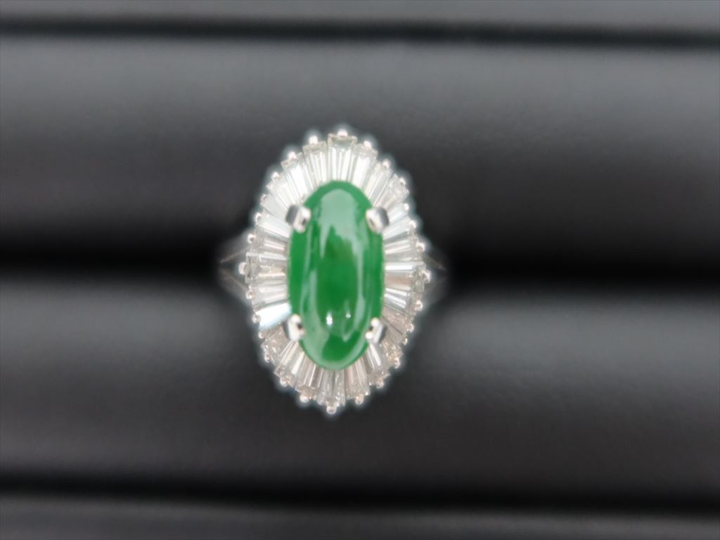pt900/k18翡翠ヒスイダイヤモンド帯留 すばらしかっ